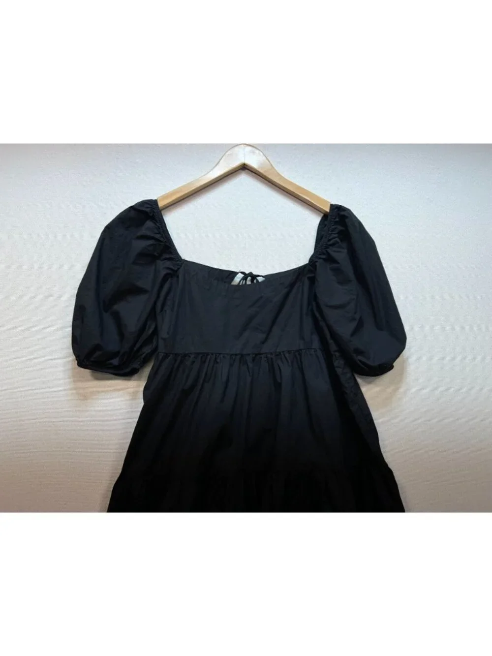 American Eagle Women's Poplin Babydoll Mini Dress Puff Sleeve Size Small Black - Picture 6 of 9